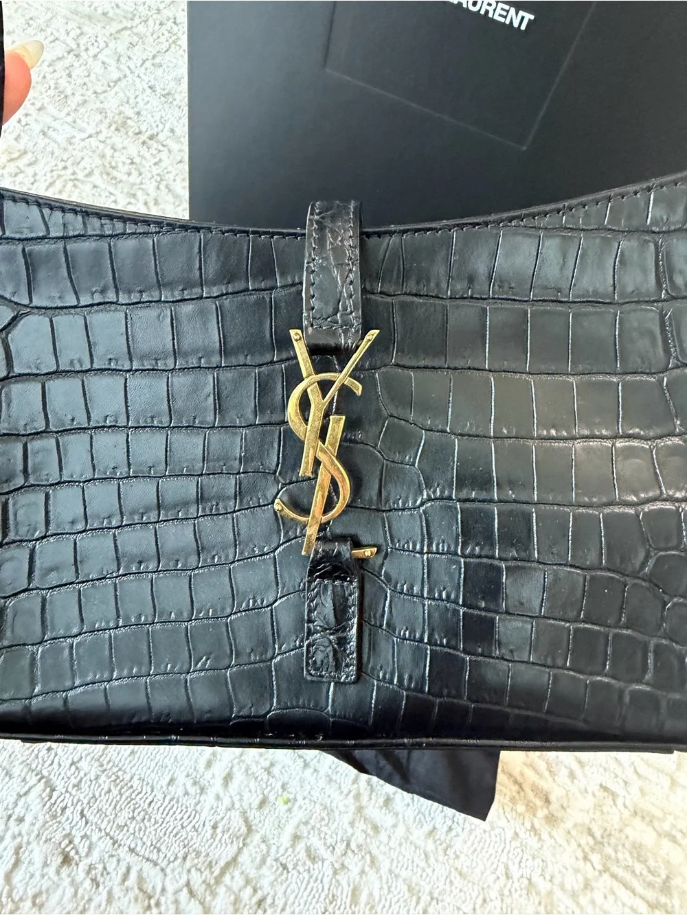 Saint Laurent 5A7 crocodile-effect shoulder bag